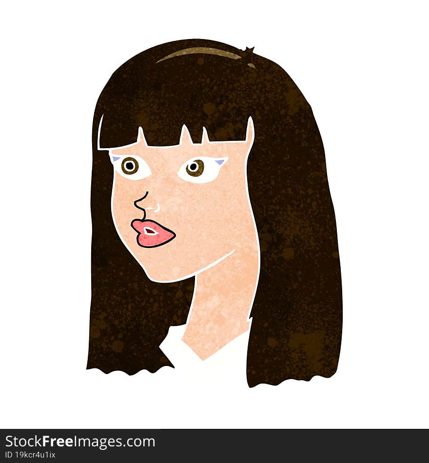 Cartoon Pretty Girl With Long Hair