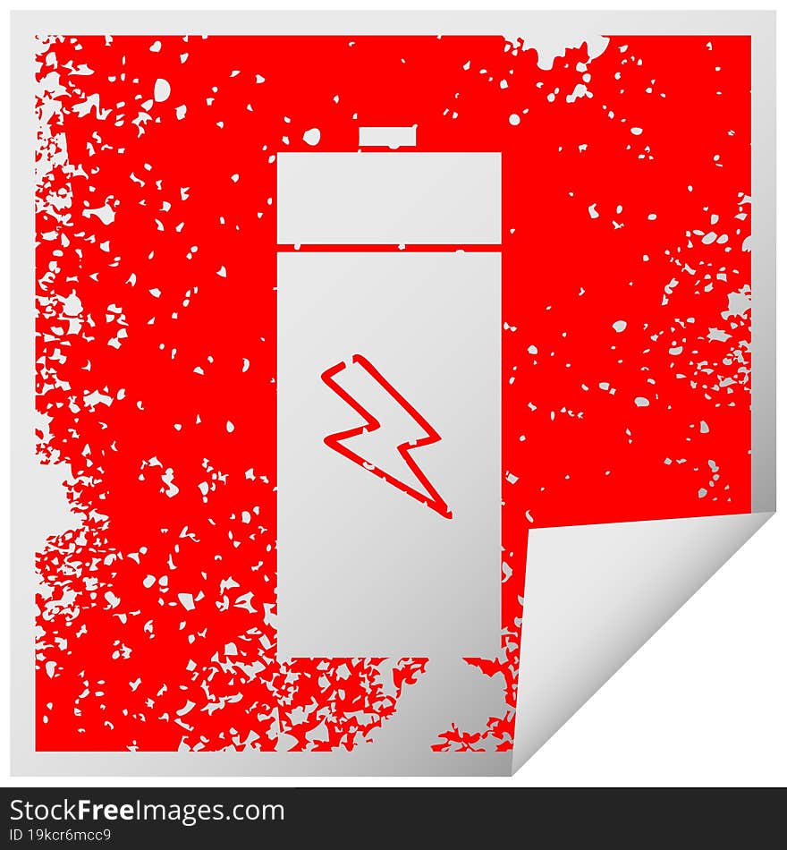 distressed square peeling sticker symbol electrical battery