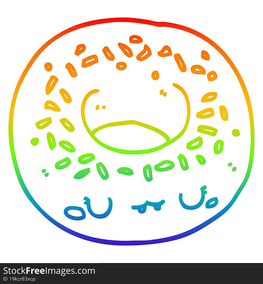 rainbow gradient line drawing cartoon donut