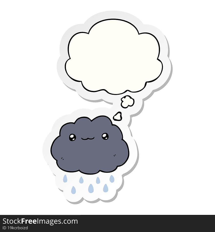 cartoon cloud and thought bubble as a printed sticker