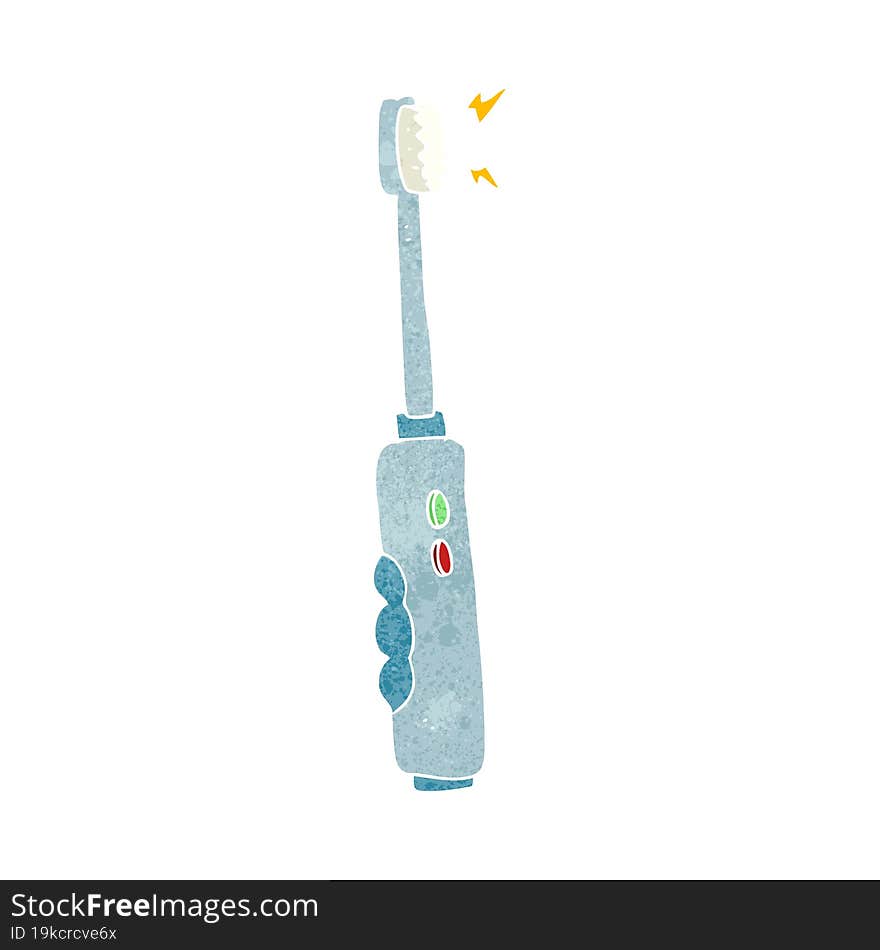 freehand retro cartoon buzzing electric toothbrush