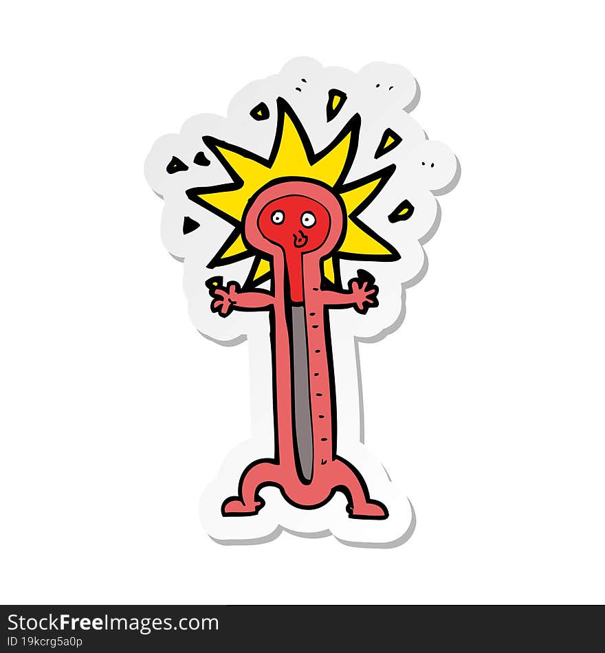 sticker of a cartoon thermometer