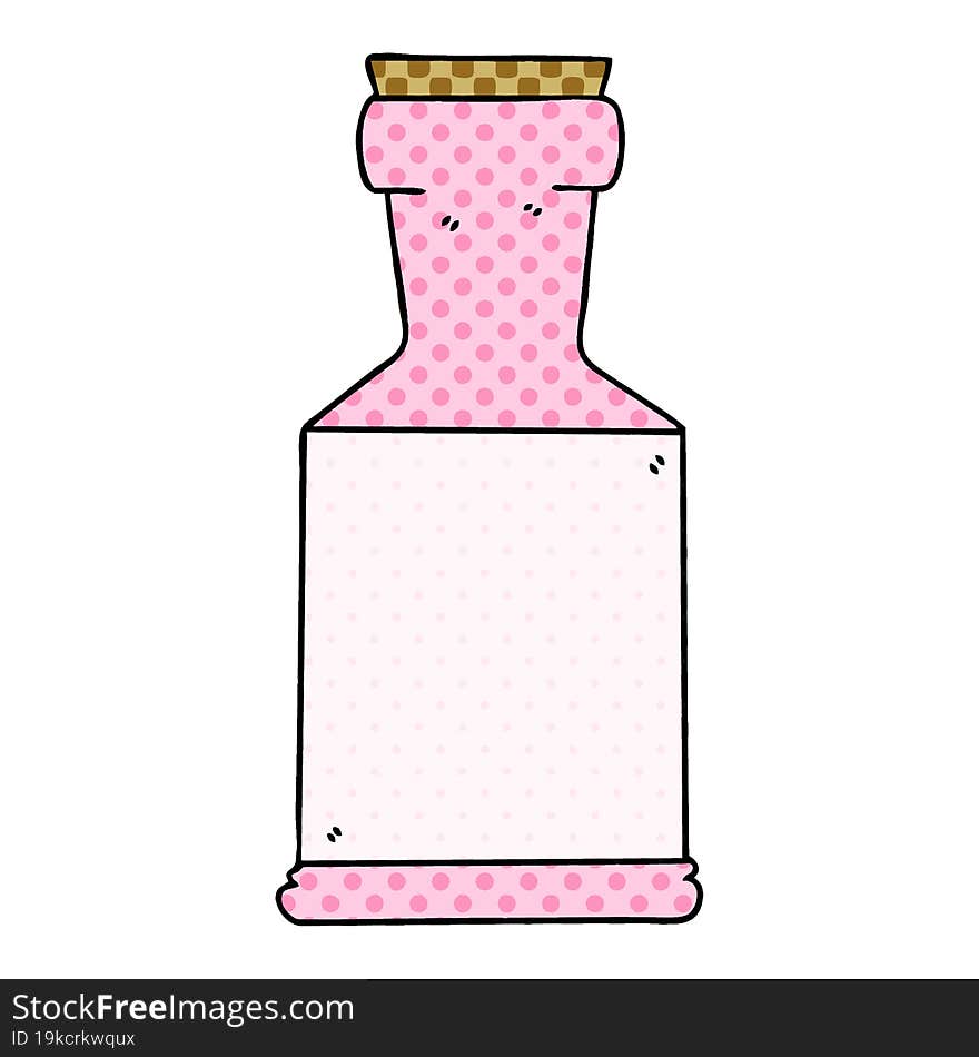 Quirky Comic Book Style Cartoon Potion Bottle