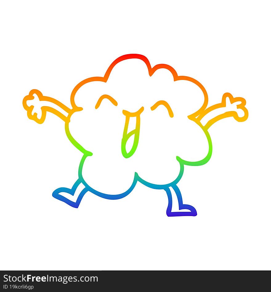 rainbow gradient line drawing cartoon happy grey cloud