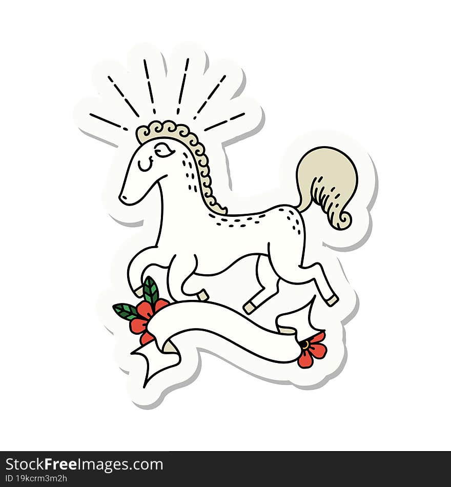 sticker of tattoo style prancing stallion