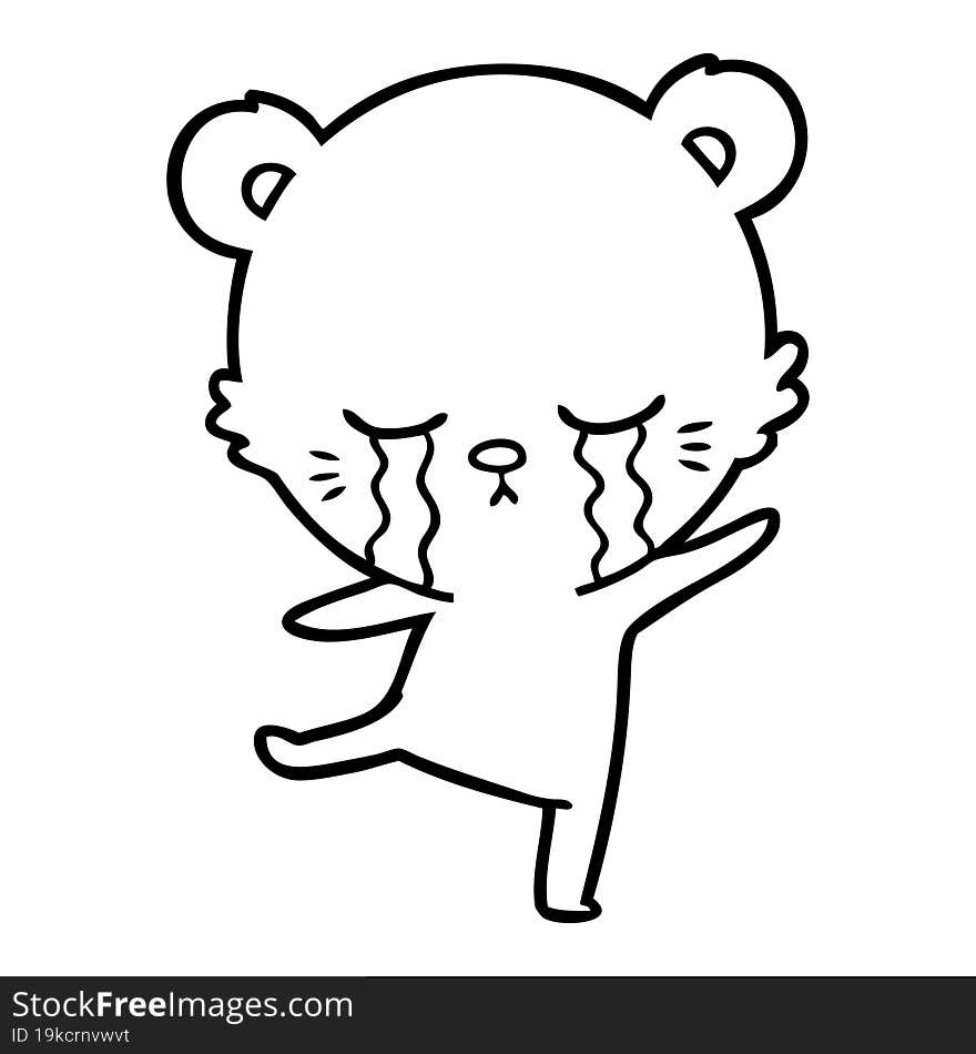 crying cartoon bear balancing. crying cartoon bear balancing