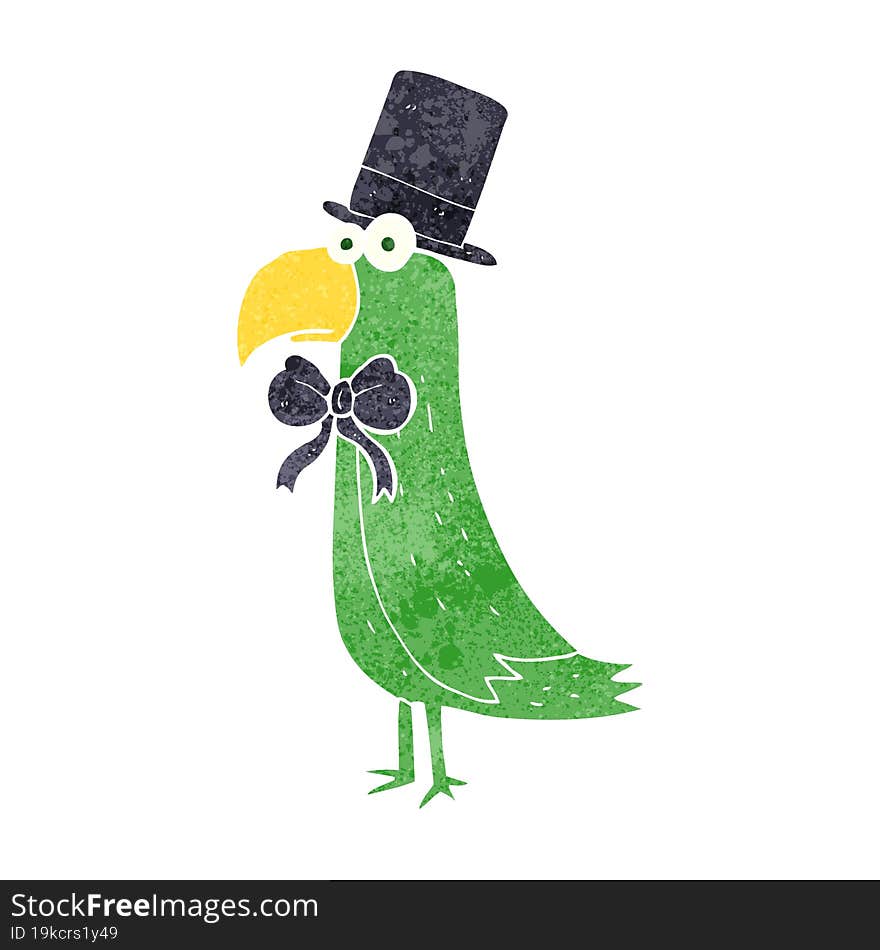 retro cartoon posh parrot