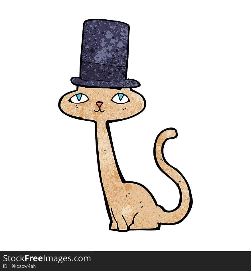 cartoon cat wearing top hat. cartoon cat wearing top hat