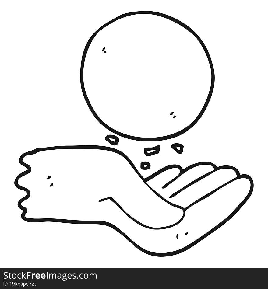 black and white cartoon hand throwing ball