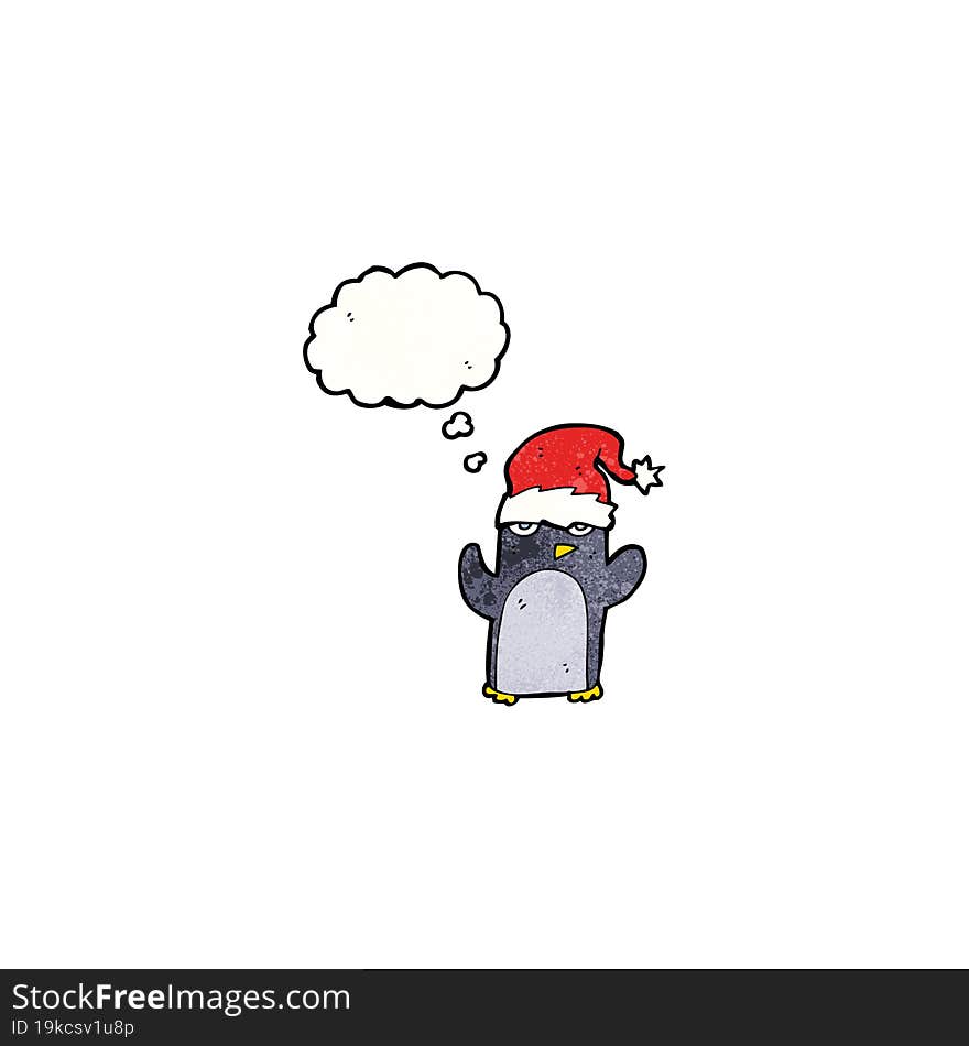 cartoon penguin in christmas hat