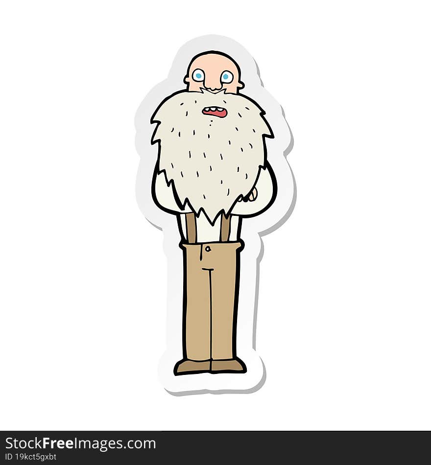 Sticker Of A Cartoon Bearded Old Man