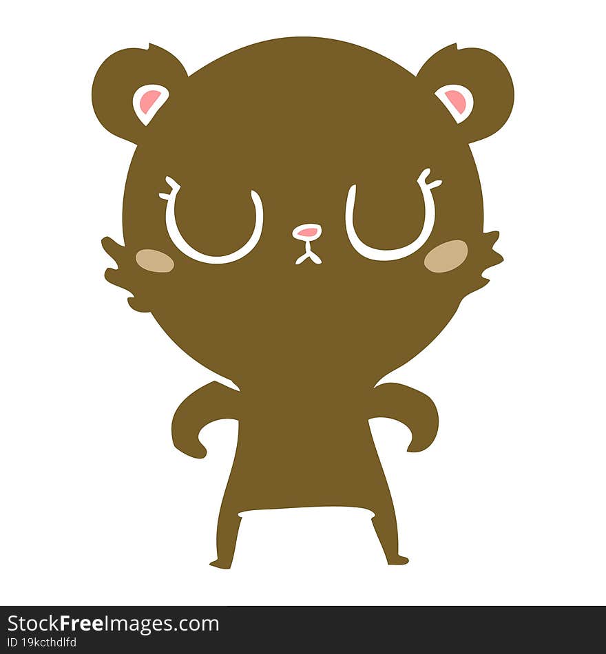 Peaceful Flat Color Style Cartoon Bear