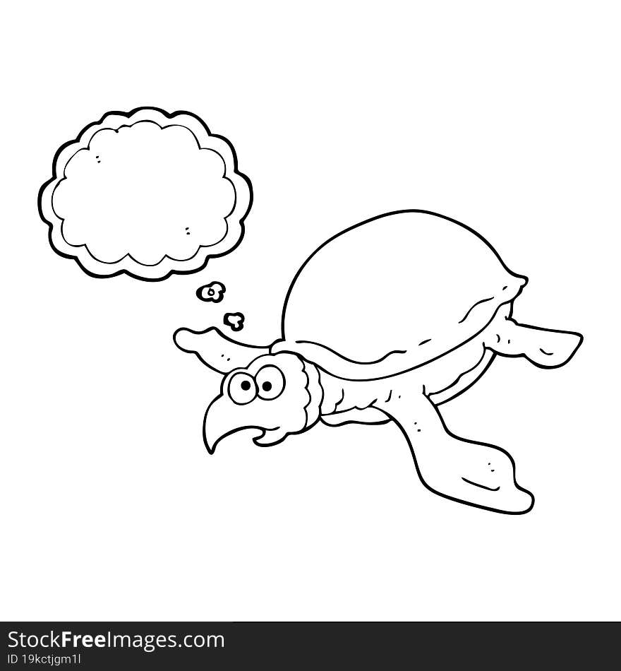 freehand drawn thought bubble cartoon turtle