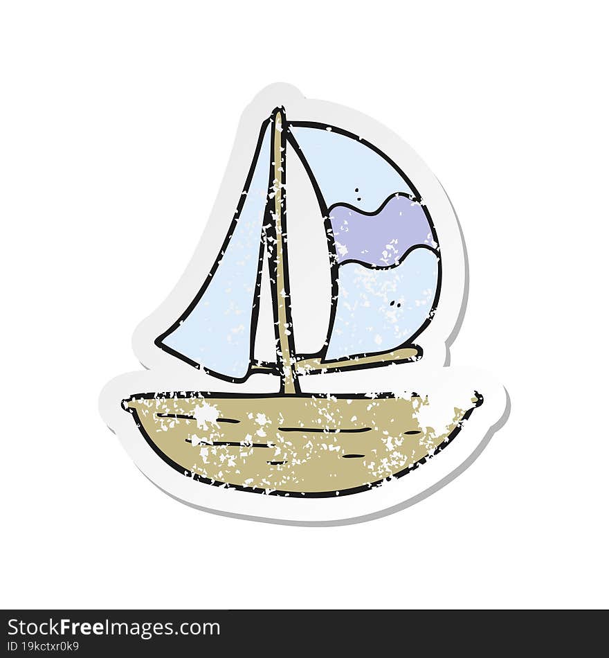 retro distressed sticker of a cartoon sail ship