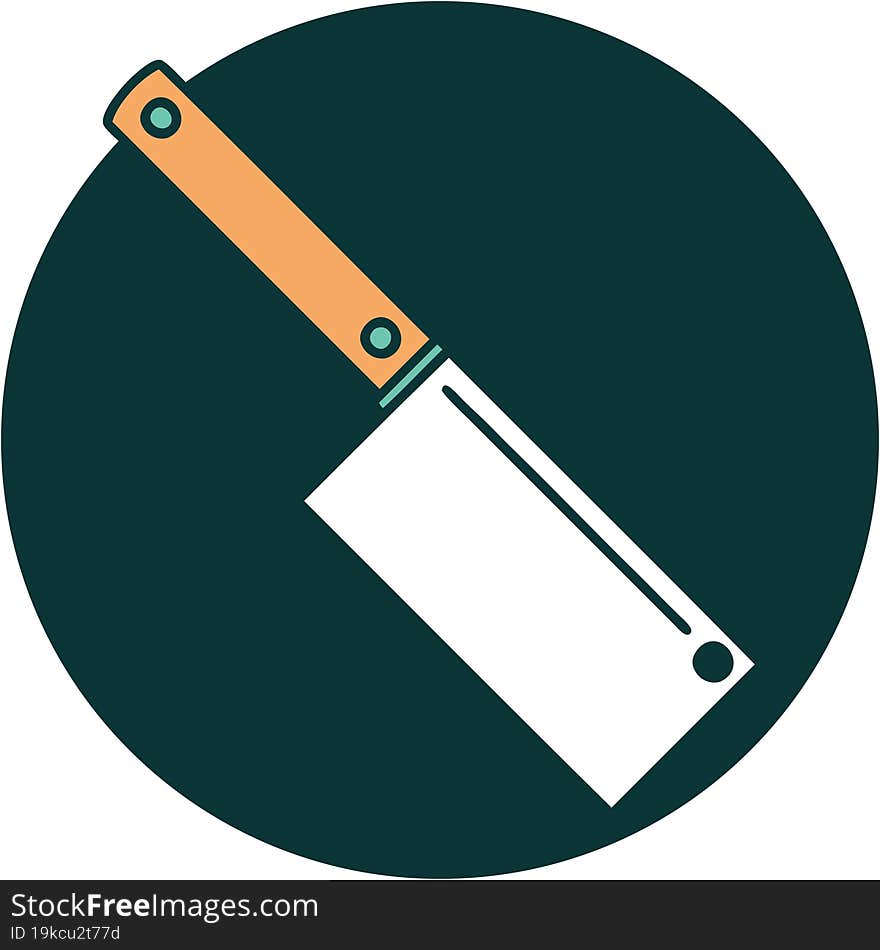 Tattoo Style Icon Of A Meat Cleaver