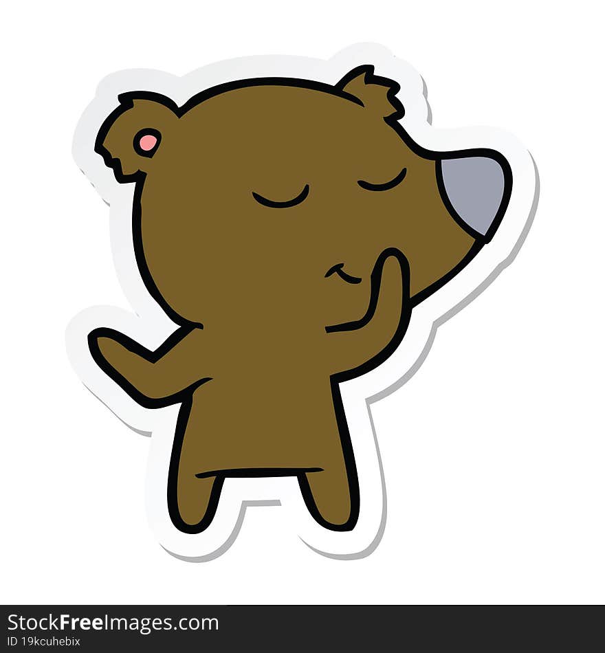 Sticker Of A Happy Cartoon Bear