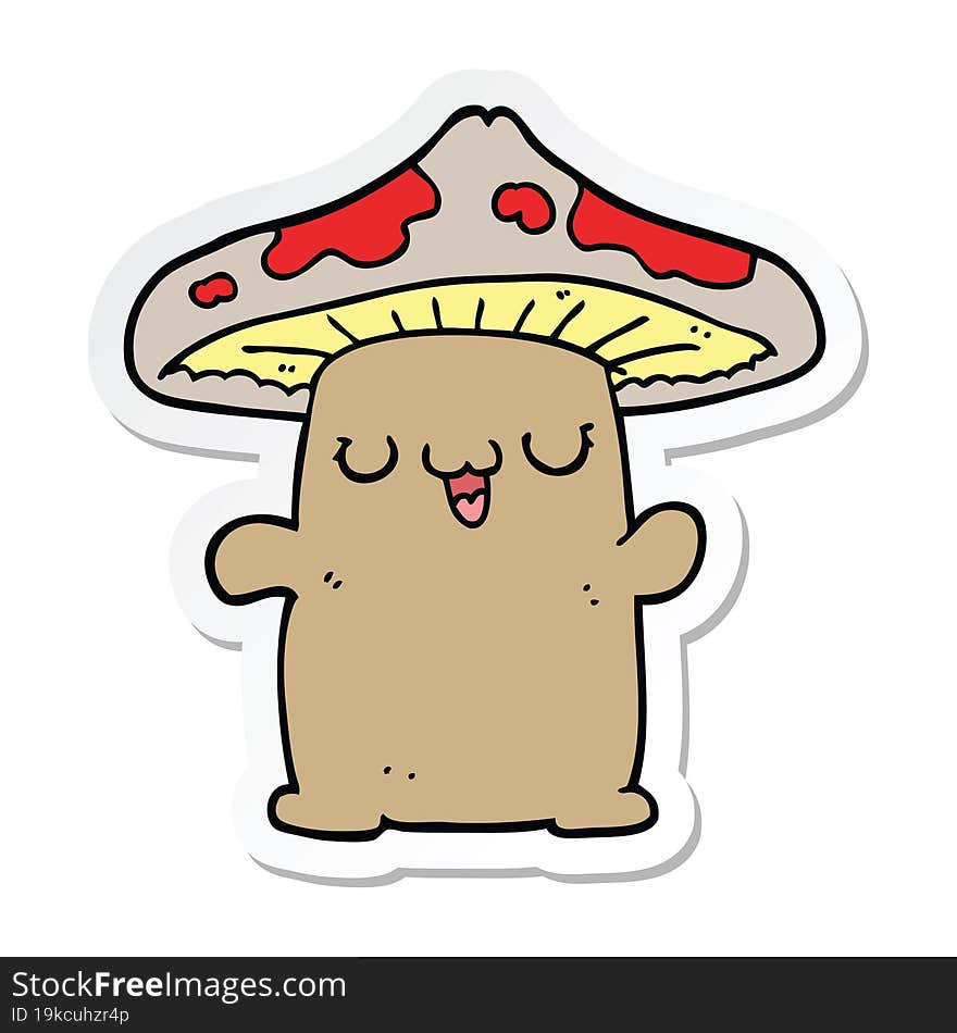 sticker of a cartoon mushroom creature