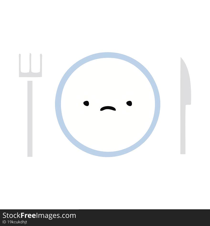 flat color retro cartoon of a dinner plate