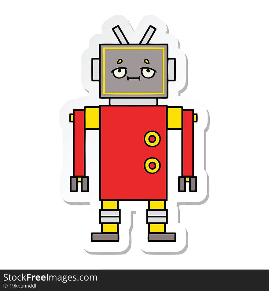 Sticker Of A Cute Cartoon Robot