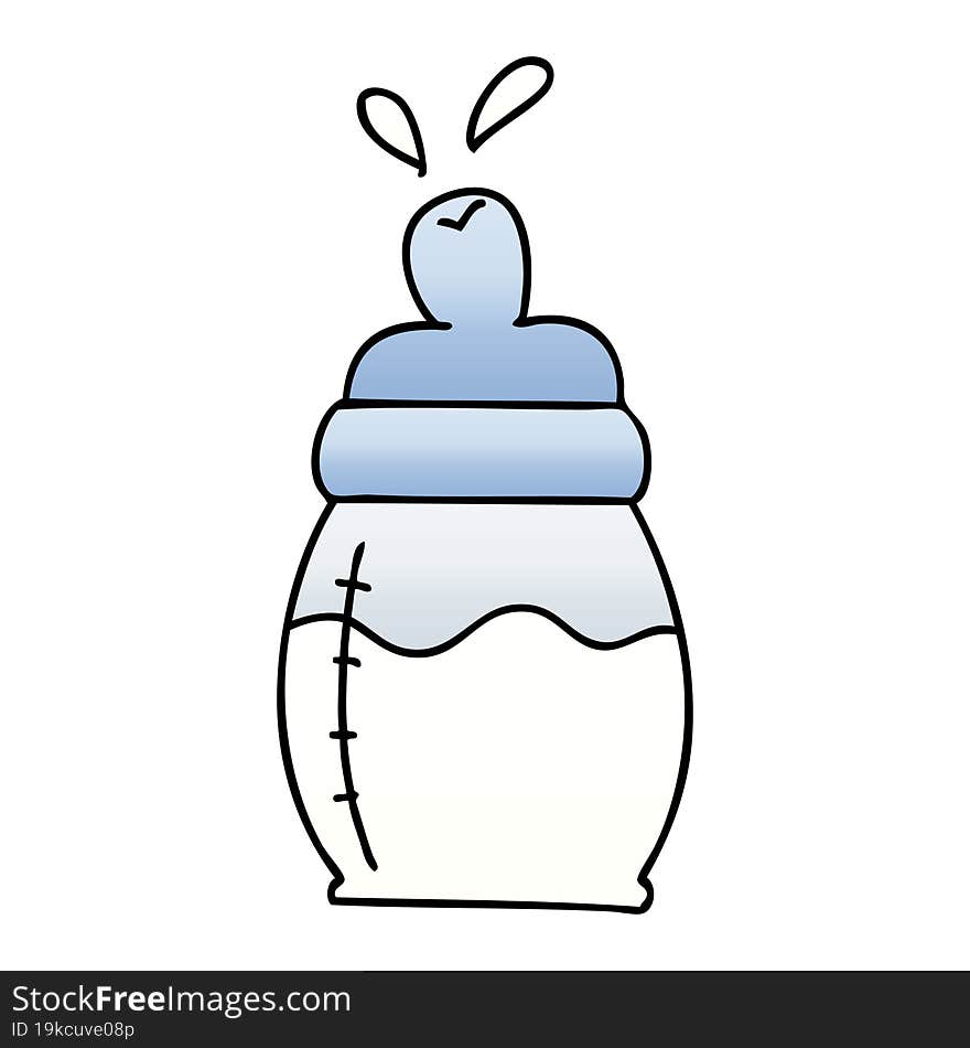 gradient shaded quirky cartoon baby milk bottle. gradient shaded quirky cartoon baby milk bottle