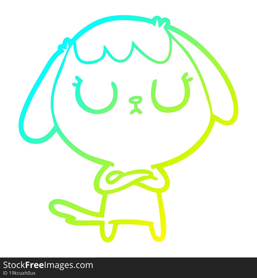 Cold Gradient Line Drawing Cute Cartoon Dog