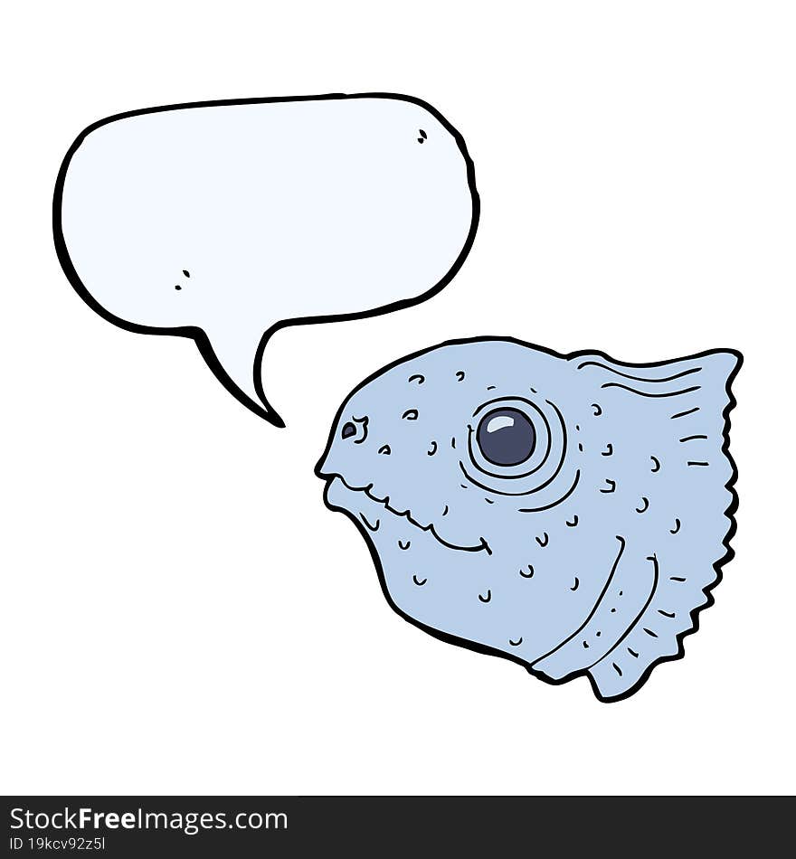 Cartoon Fish Head With Speech Bubble