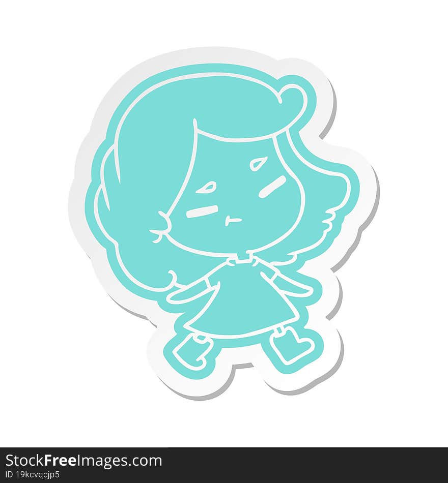 cartoon sticker of a cute kawaii girl