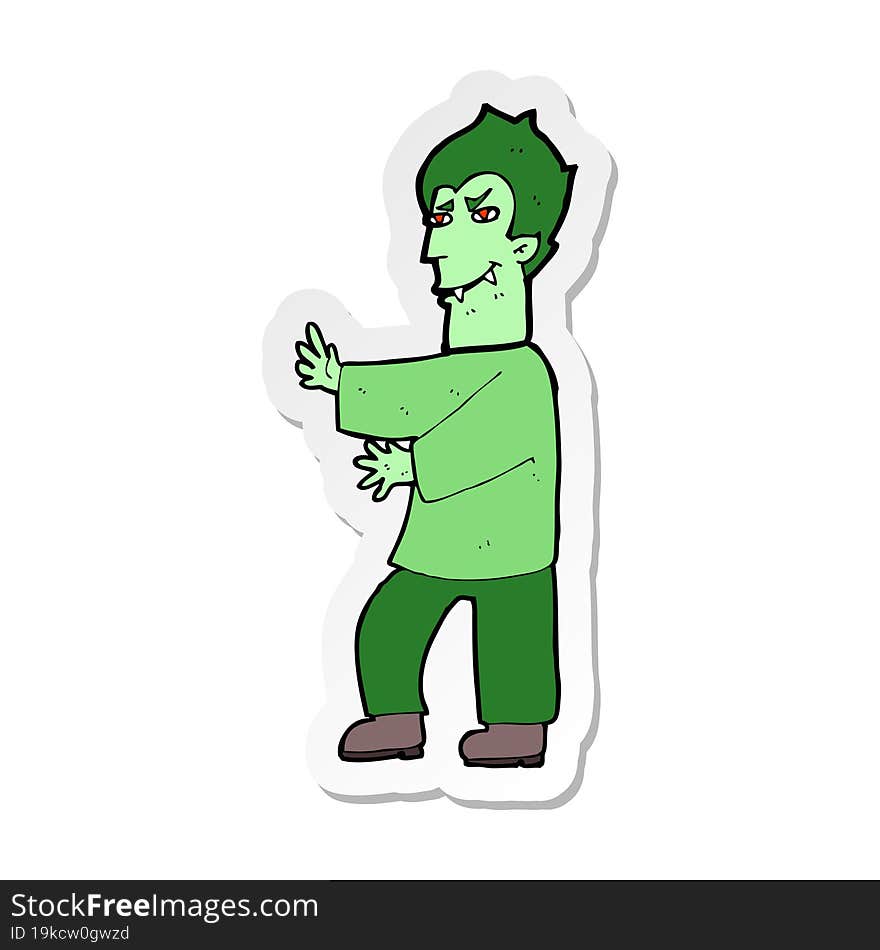 sticker of a cartoon vampire