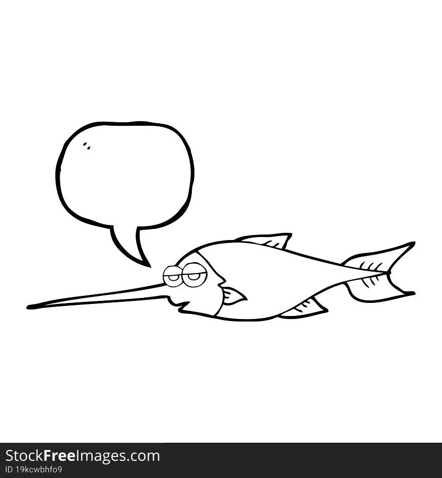 freehand drawn speech bubble cartoon swordfish