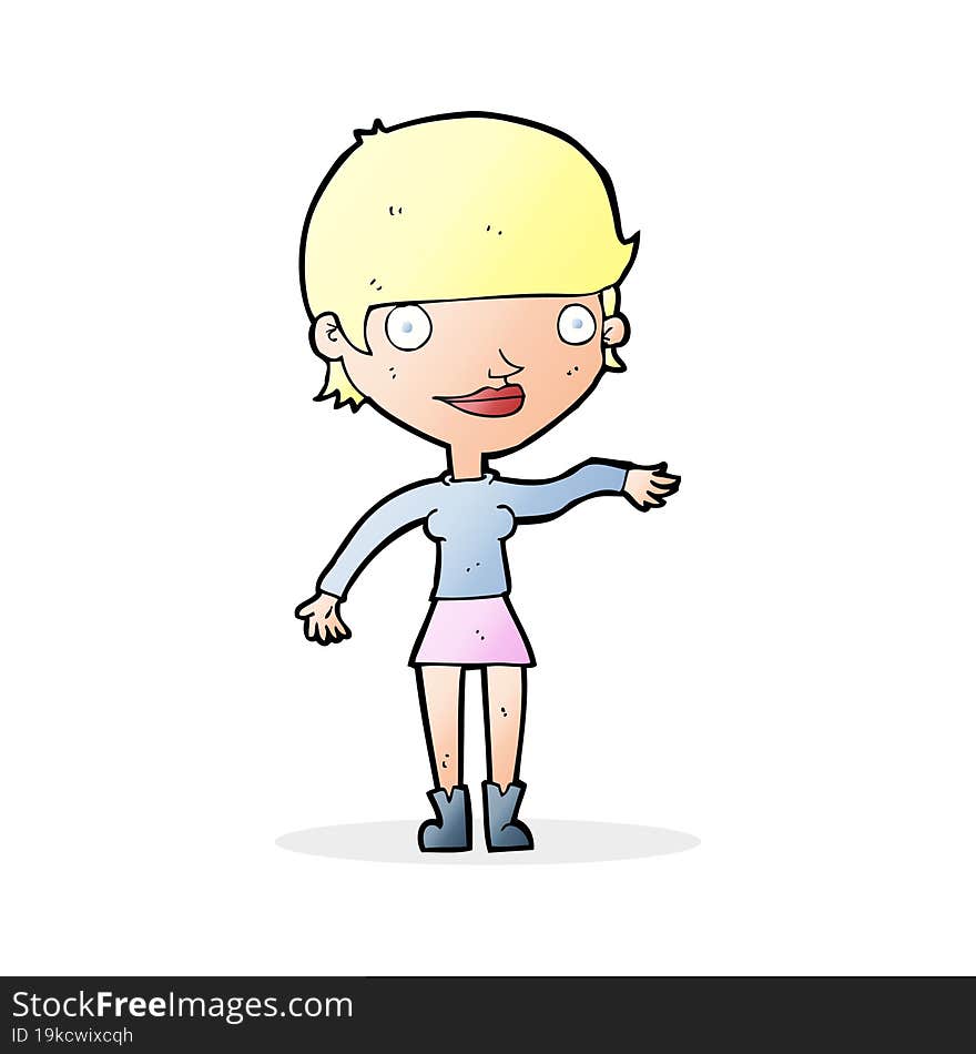 cartoon happy woman