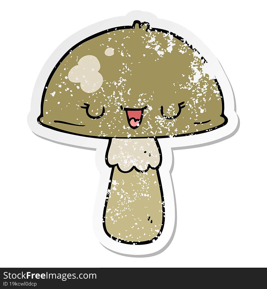 Distressed Sticker Of A Cartoon Mushroom