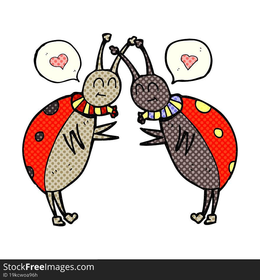 comic book speech bubble cartoon ladybugs greeting