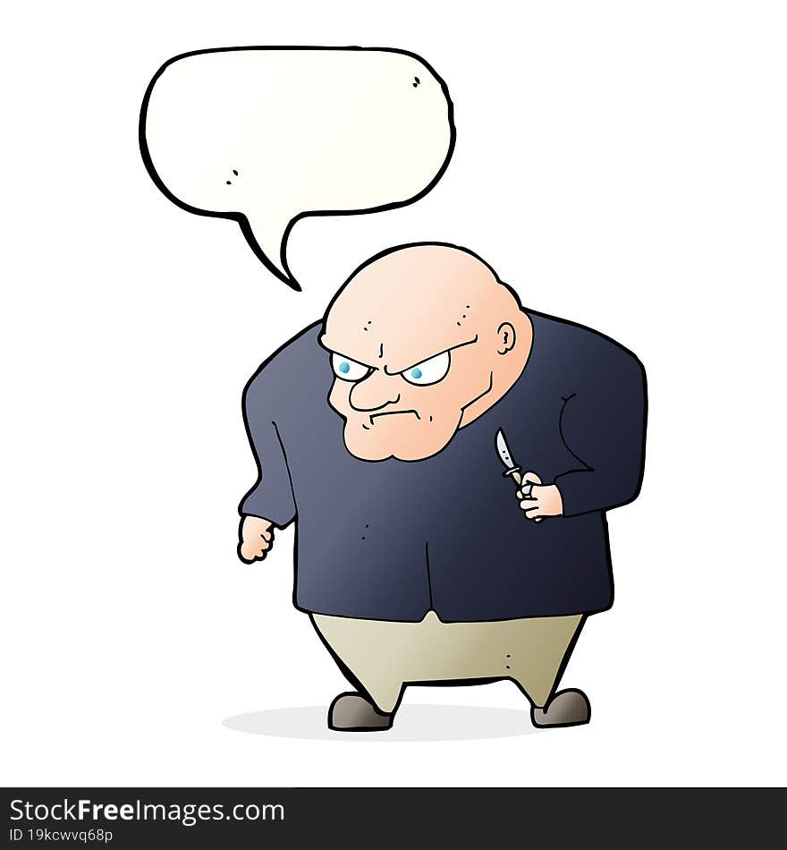 cartoon evil man with speech bubble