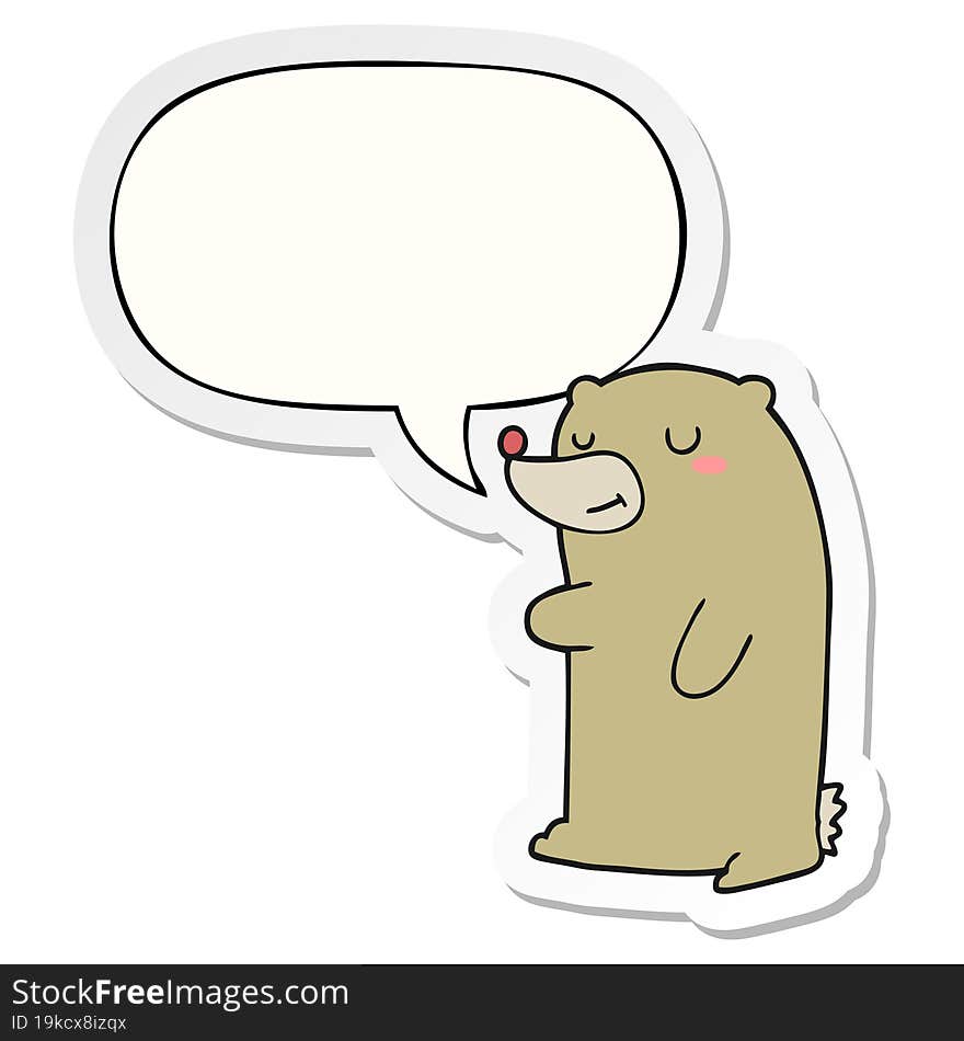 cute cartoon bear and speech bubble sticker