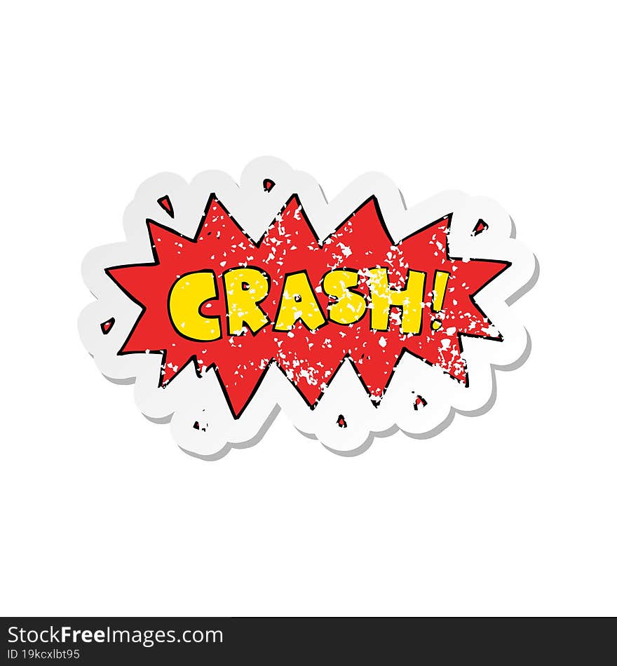 retro distressed sticker of a cartoon comic book crash symbol