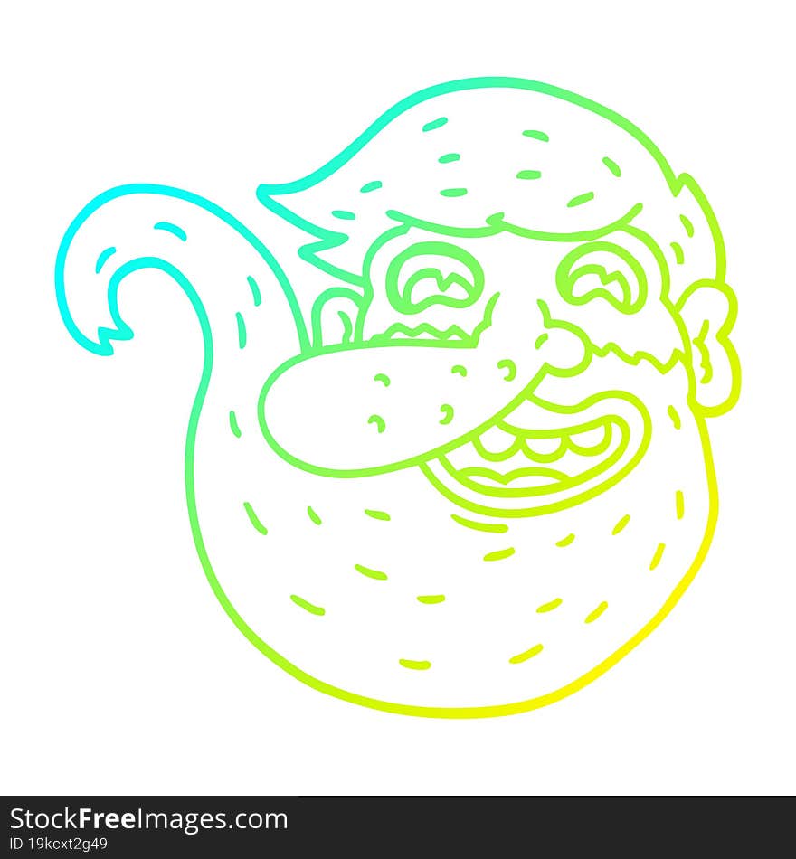 cold gradient line drawing of a cartoon man with ginger beard