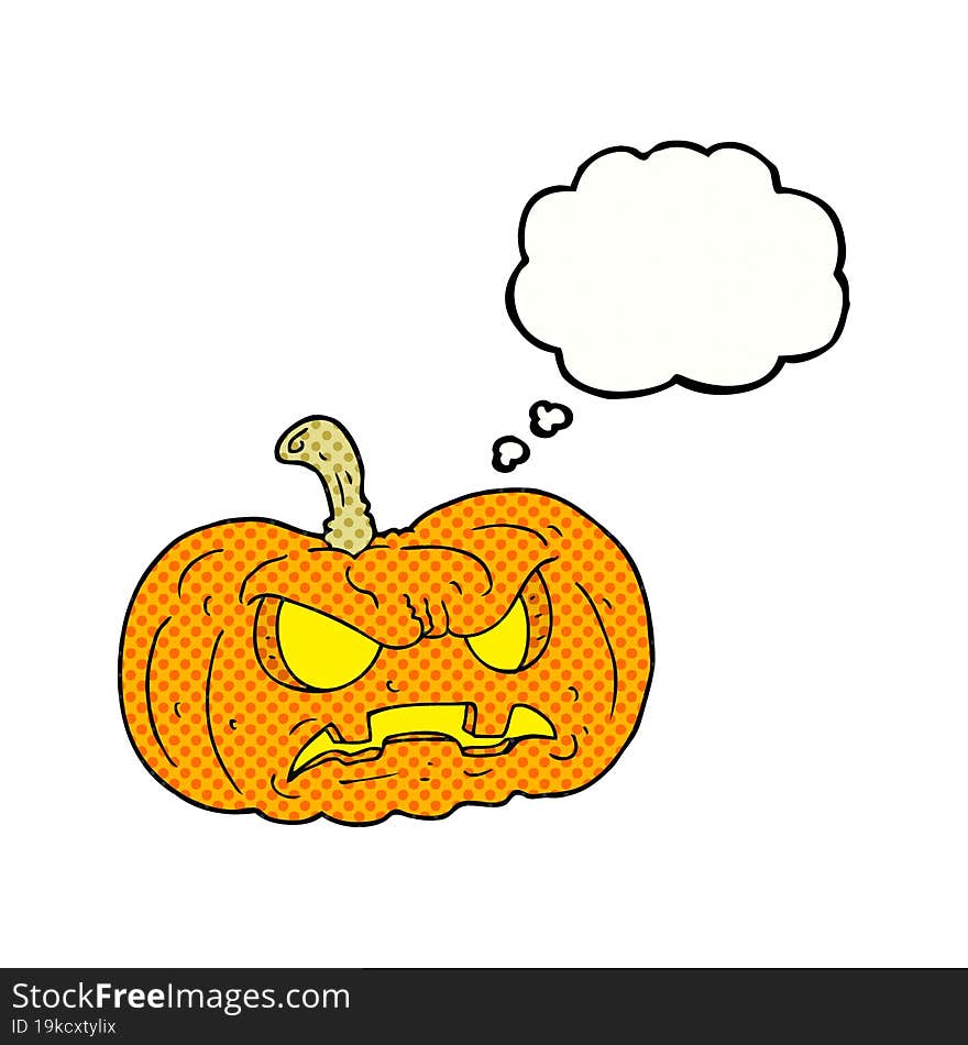 freehand drawn thought bubble cartoon halloween pumpkin