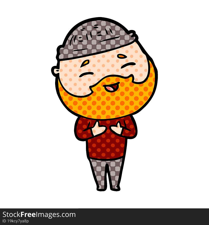 cartoon happy bearded man. cartoon happy bearded man