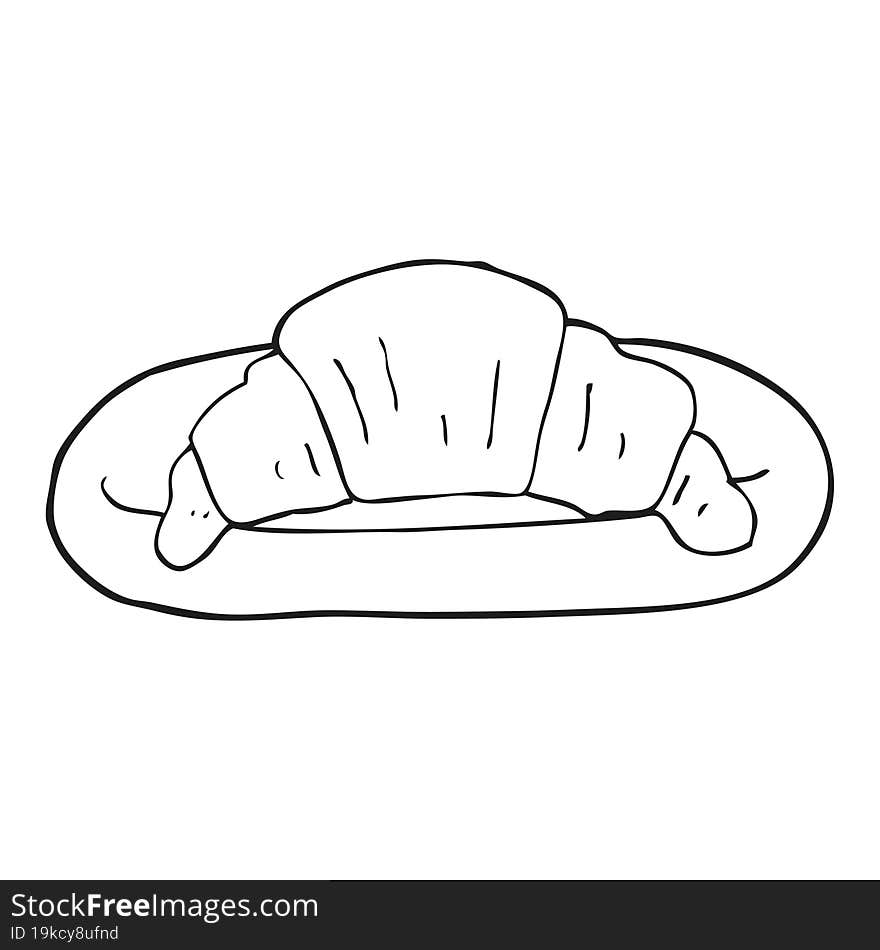 Black And White Cartoon Croissant