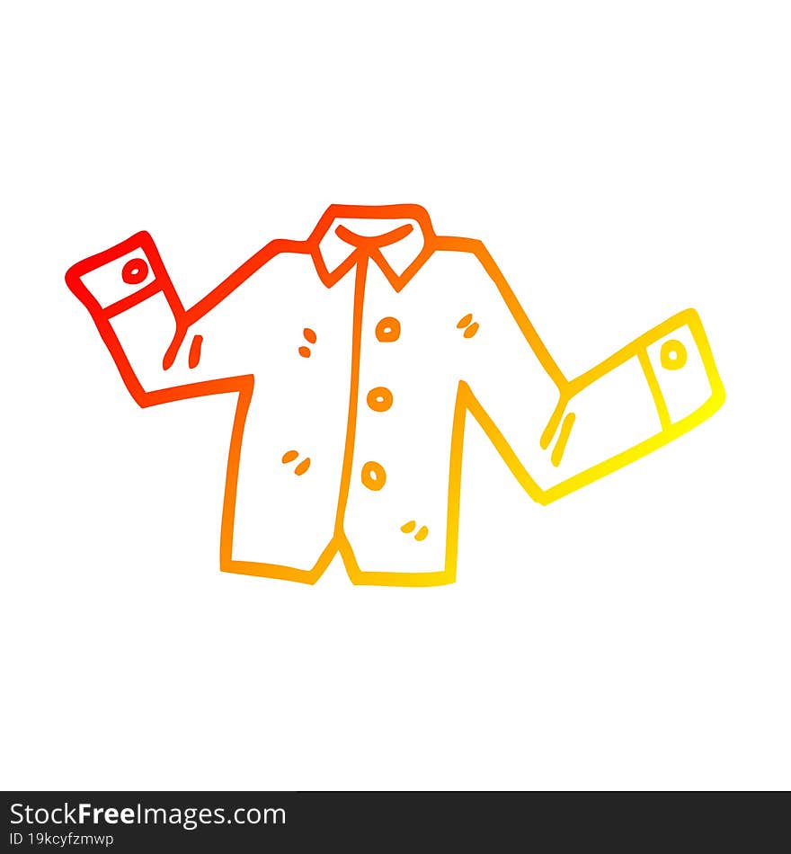 warm gradient line drawing of a cartoon casual shirt