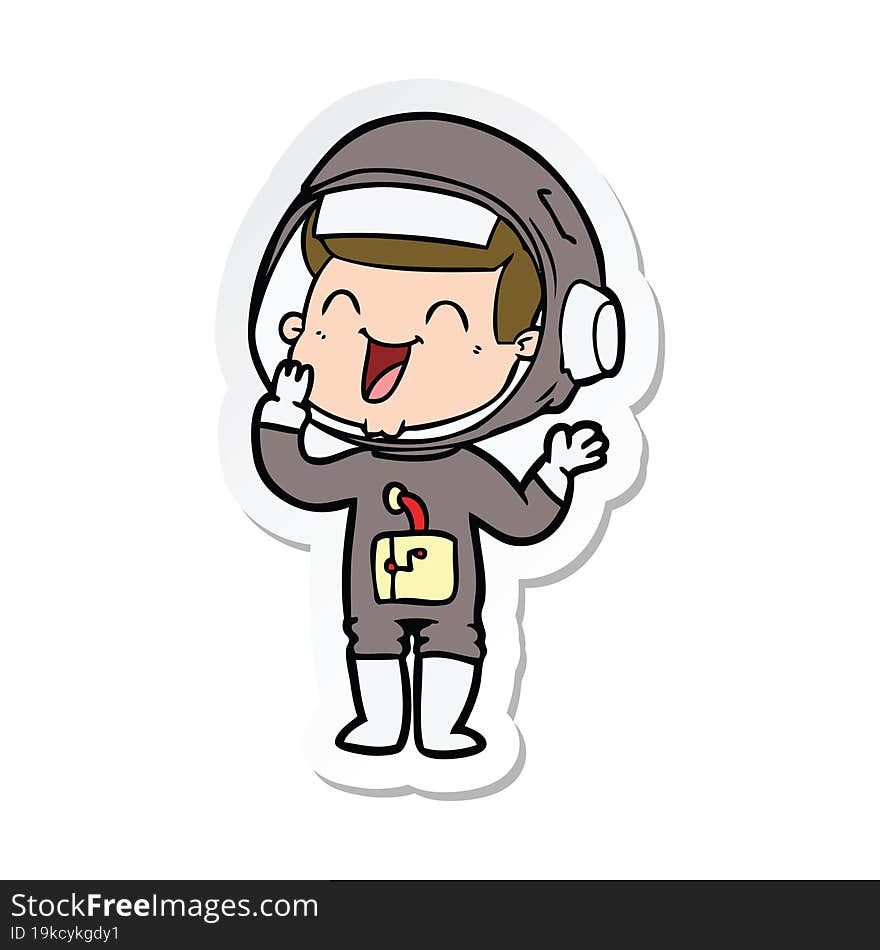 Sticker Of A Happy Cartoon Astronaut