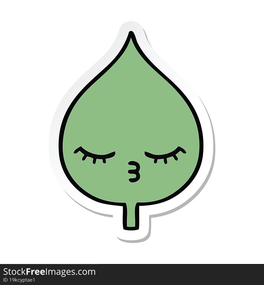 Sticker Of A Cute Cartoon Expressional Leaf