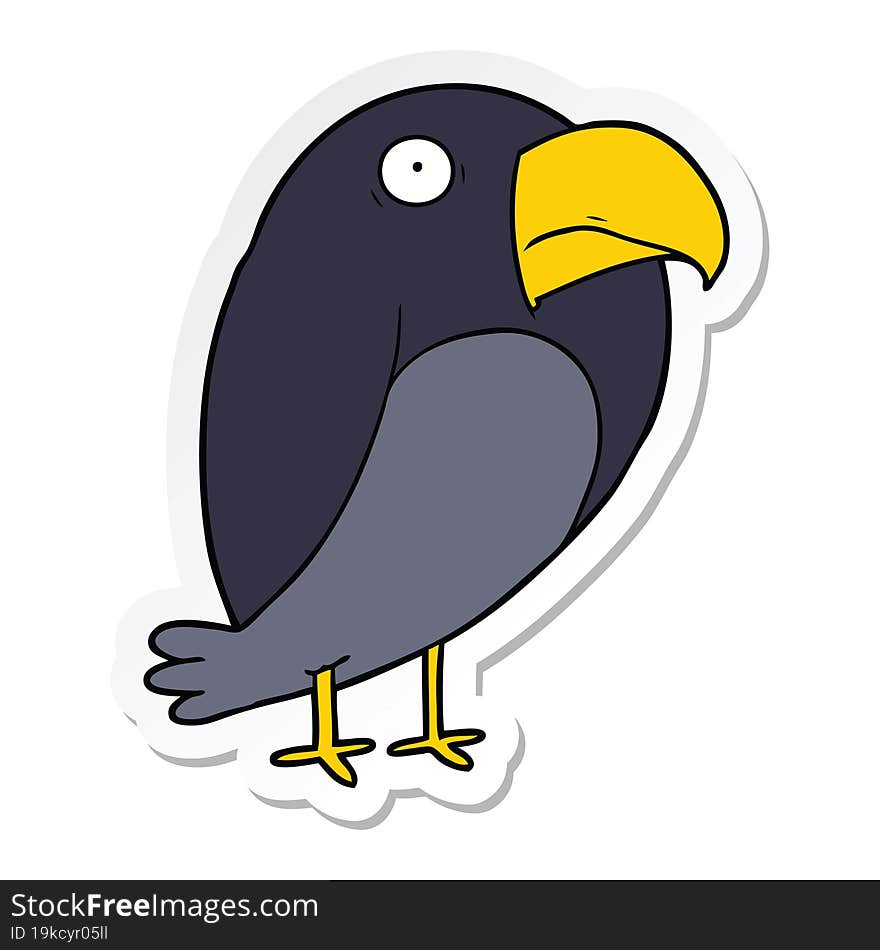 Sticker Of A Cartoon Crow