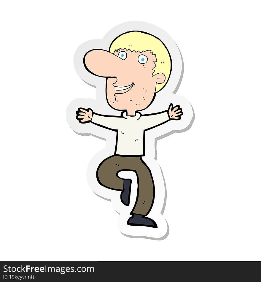 Sticker Of A Cartoon Happy Man