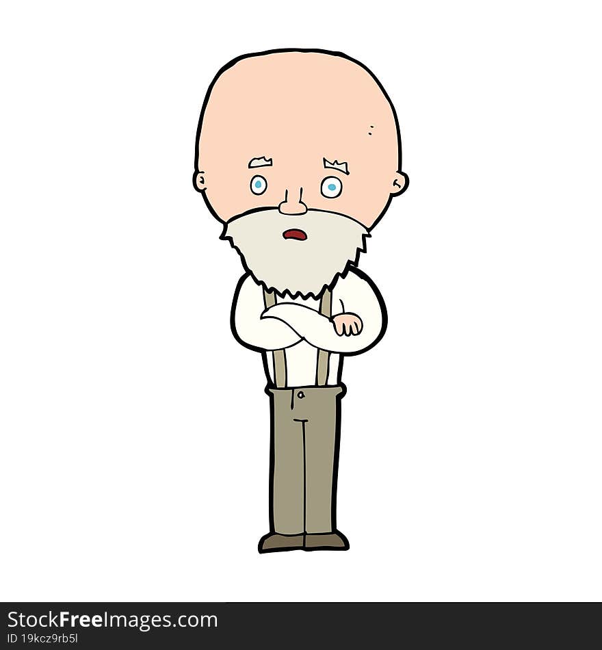 cartoon worried old man