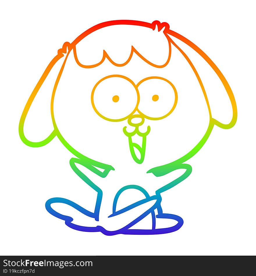 Rainbow Gradient Line Drawing Cute Cartoon Dog