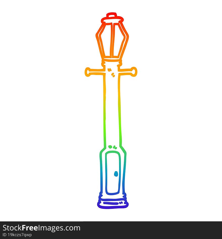 rainbow gradient line drawing of a cartoon lamp post