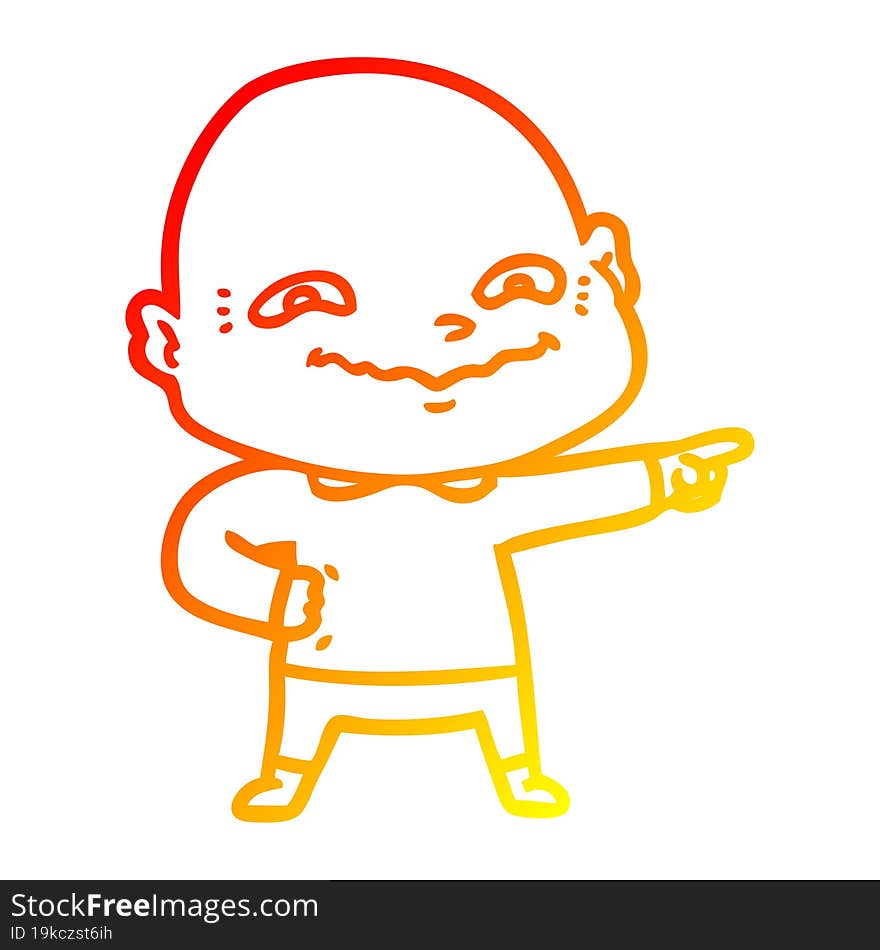 warm gradient line drawing cartoon creepy guy