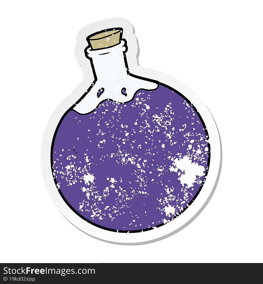 distressed sticker of a halloween potion cartoon