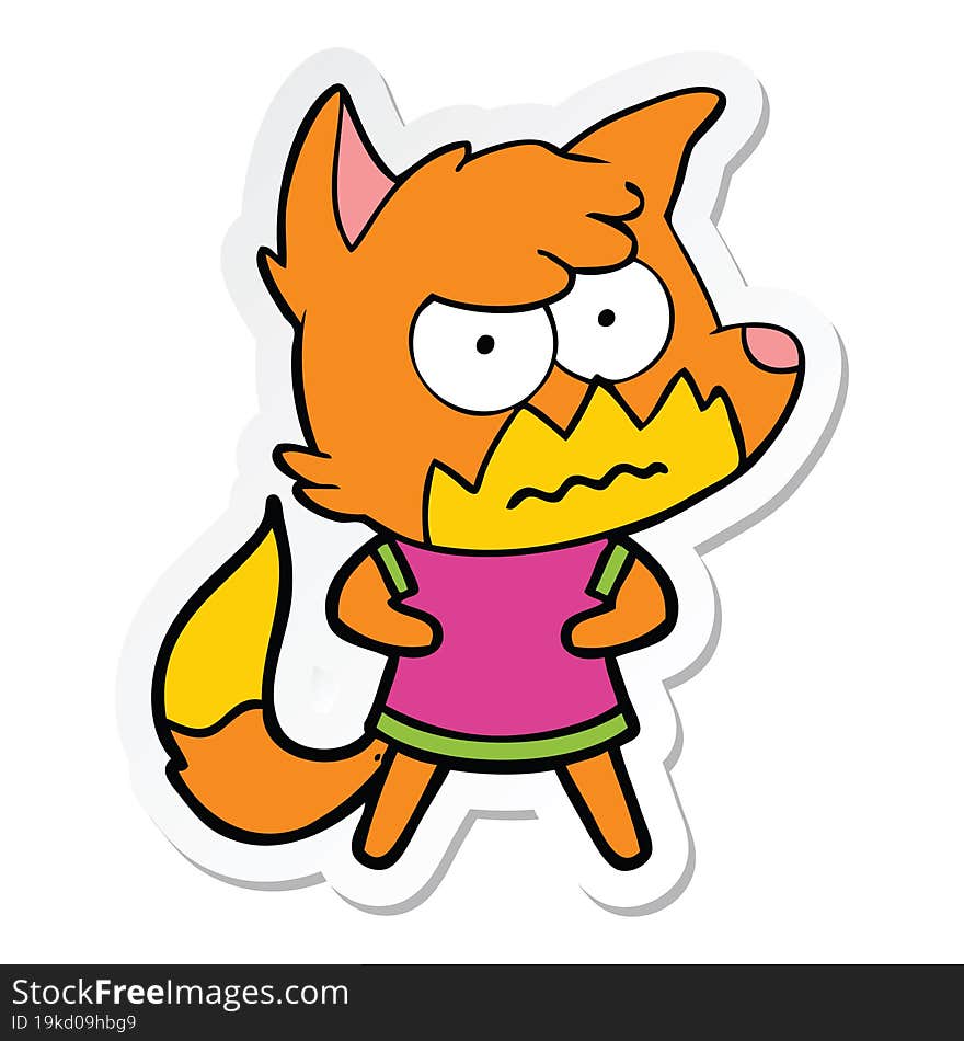 sticker of a cartoon annoyed fox